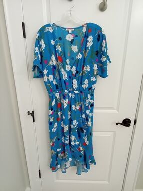 J. Crew Mercantile Blue Floral Wrap Dress